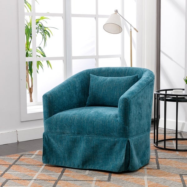 360-degree Swivel Accent Armchair Linen Blend Lounge Chairs Living Room Accent Chair Metal Frame Barrel Sofa Chair， for Bedroom