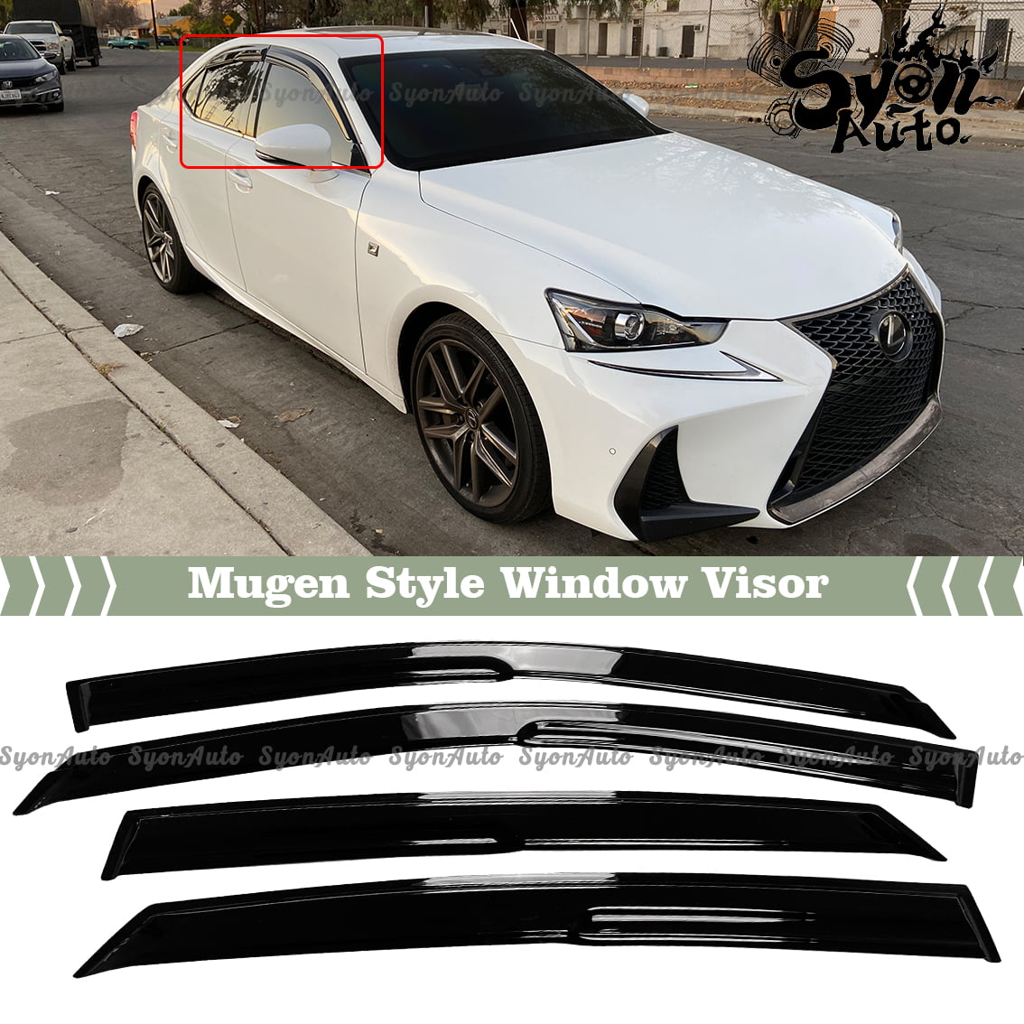 Fits 2014-2020 Lexus is 200t 300 JDM Mugen Style Window Visor Rain Guard Deflector