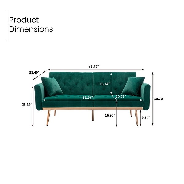 Zenith 63.78 in Velvet Modern Straight Reclining Tufted Sofa