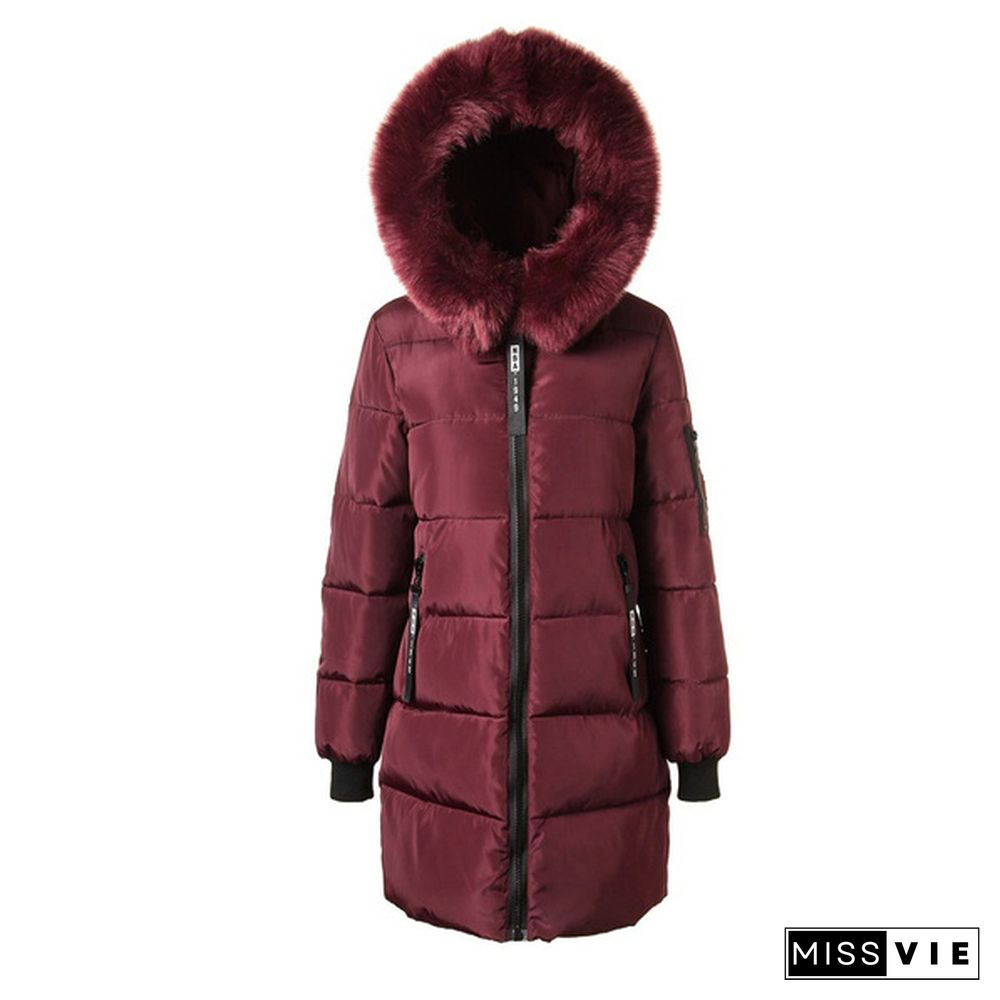 Women's Fashion Winter Long Coat Parka Jacket Winter Warm Down Coat Puffer Fur Collar Jacket Outerwear