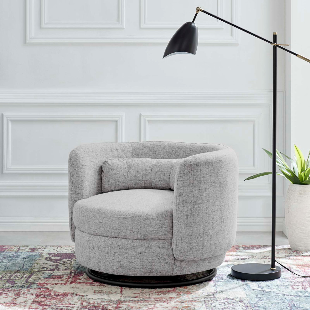 Armchair Swivel Accent Chair  Black Gray  Fabric  Modern  Cafe Hospitality   Contemporary   Armchairs And Accent Chairs   by House Bound  Houzz