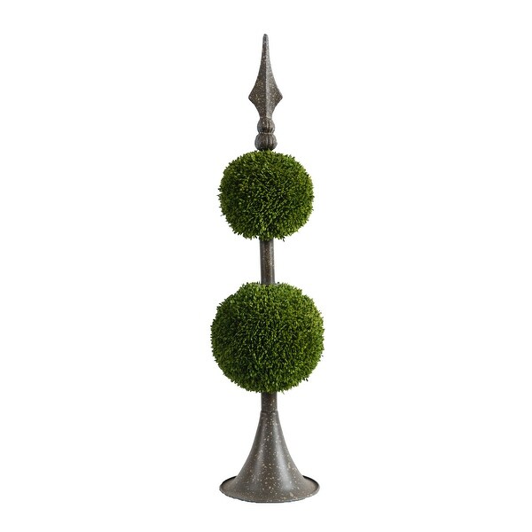 Antique Bronze and Green 27inch Spired Sphere Boxwood Topiary