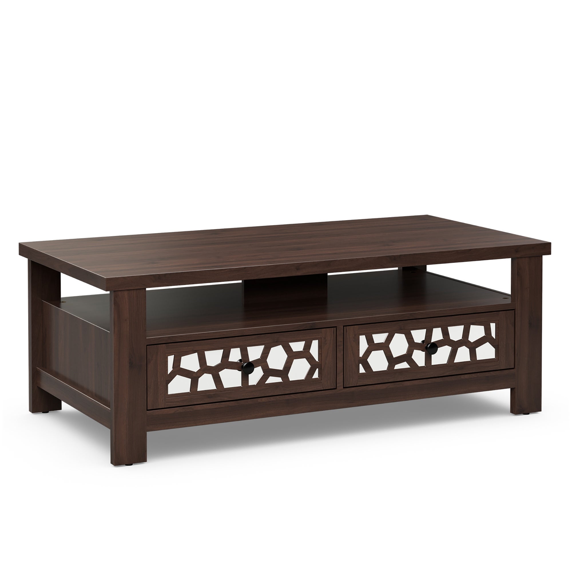 Costway Coffee Table with2 Drawers and Open Shelf Modern Rectangular - See Details