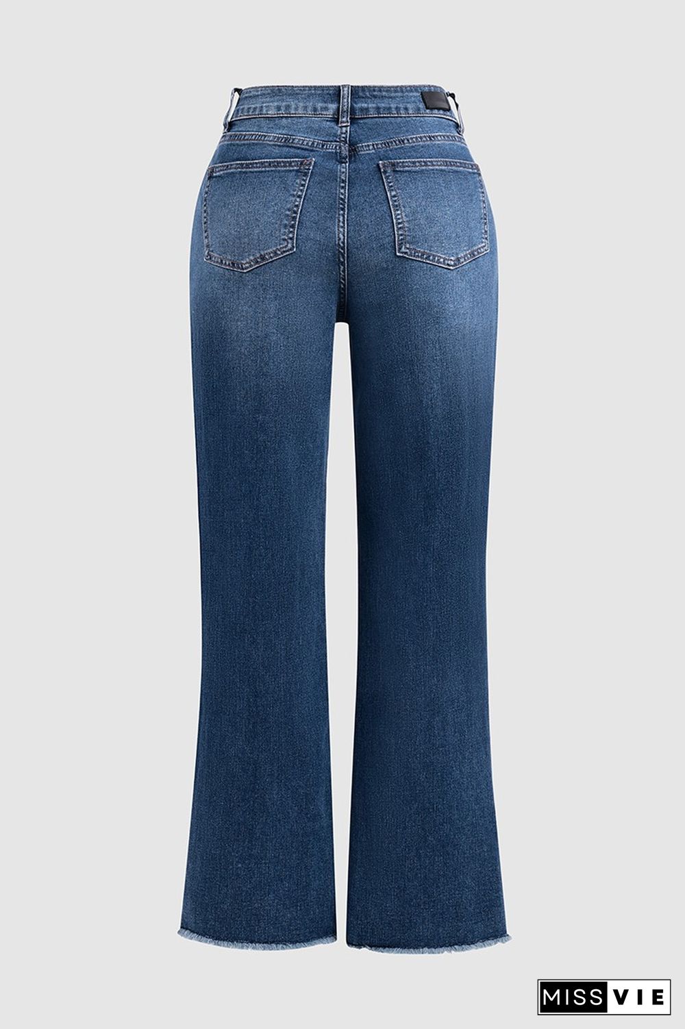 Button Fly Mid Waist Straight Leg Jeans