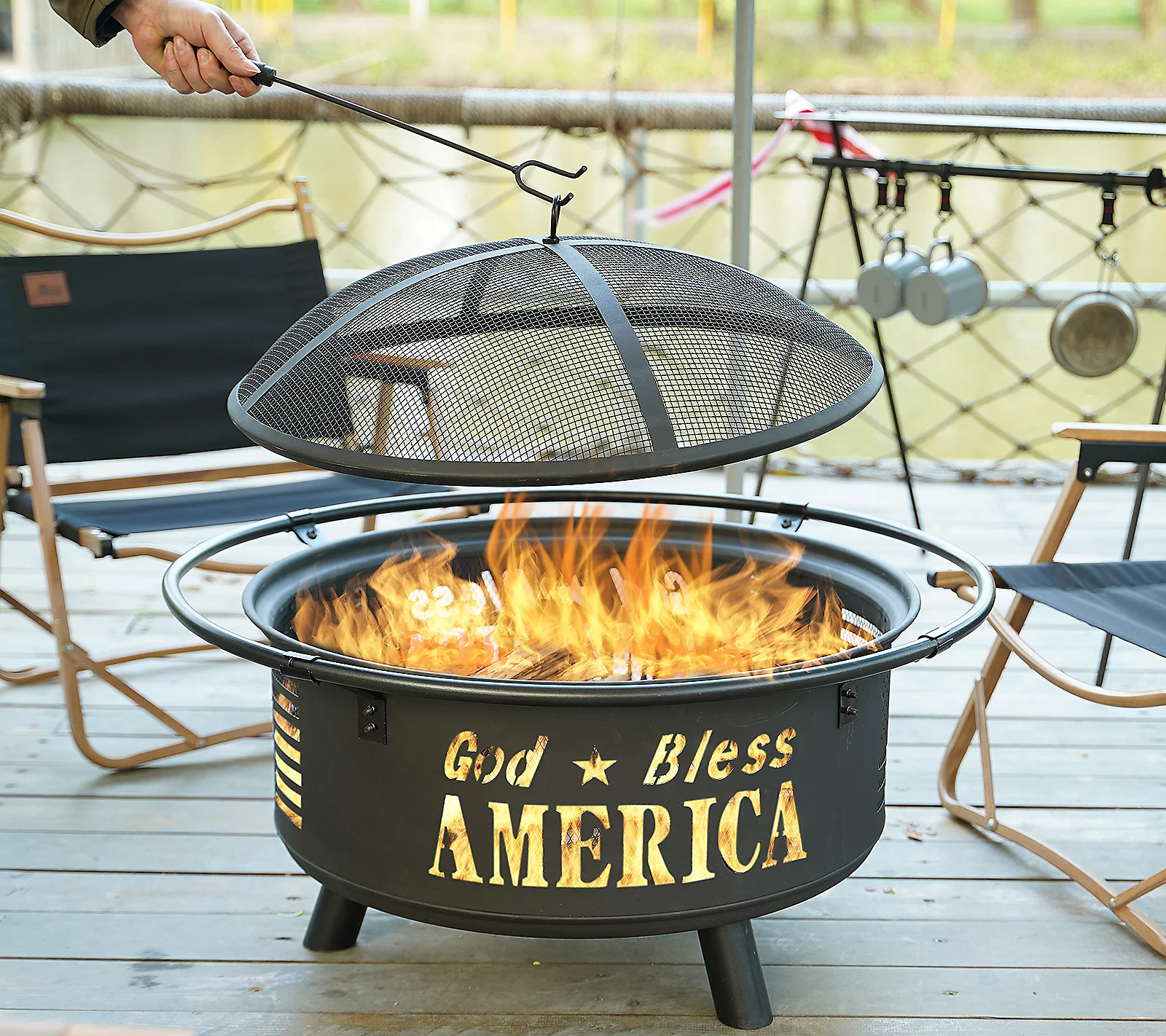 Backyard Expressions GOD Bless America Fire Pit