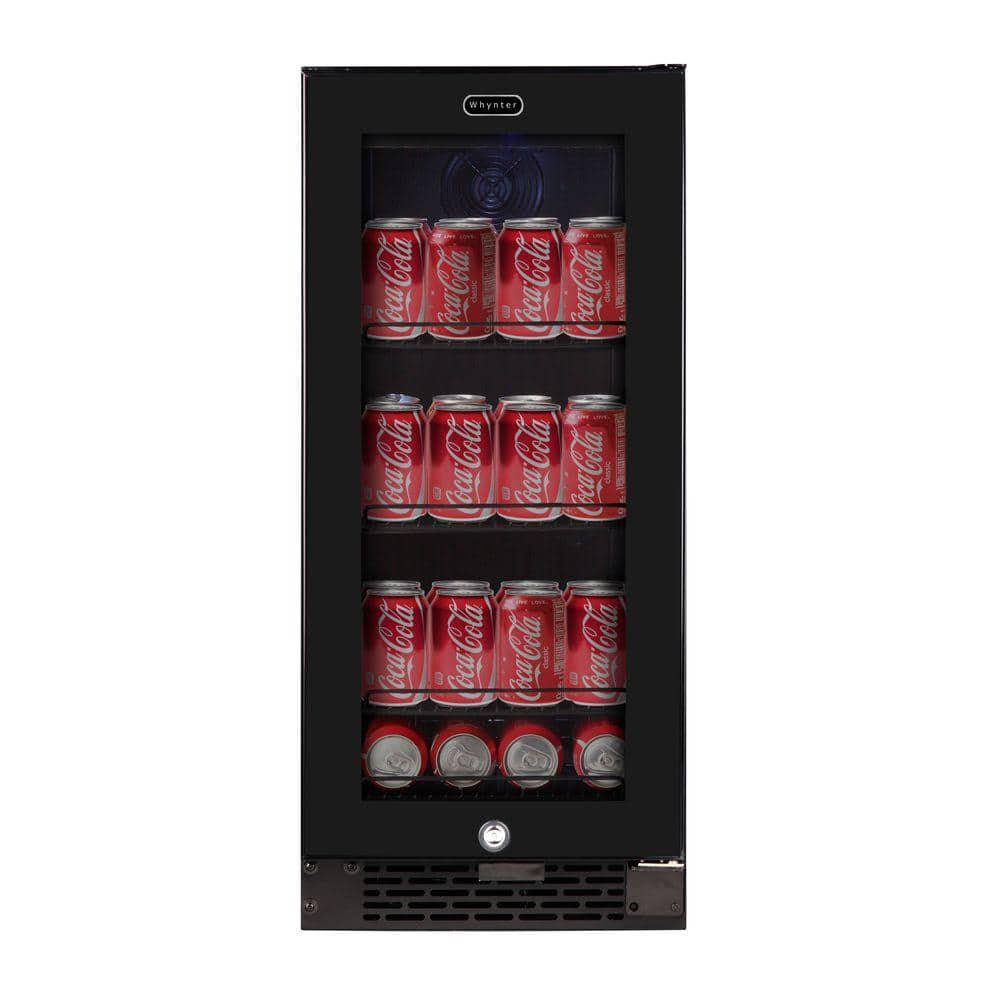 Whynter BuiltIn Black Glass 80Can 12 oz  33Bottle Capacity 30 cu ft Beverage Refrigerator Cooler