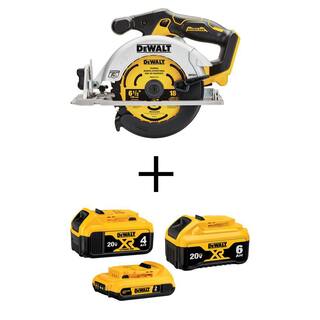 DW 20V MAX Cordless Brushless 6-12in. Circ Saw with 20V MAX XR 6Ah Battery 20V MAX XR 4Ah Battery and 20V MAX 2Ah Battery DCB346-3WCS565B