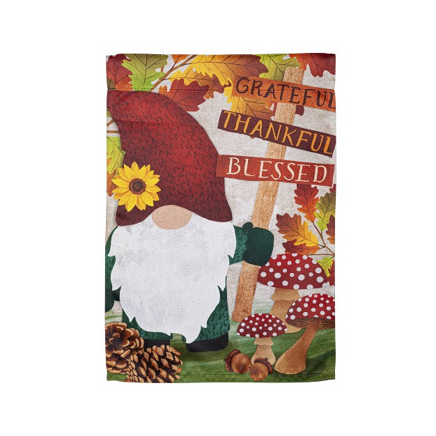 Grateful Fall Gnome Garden Suede Flag