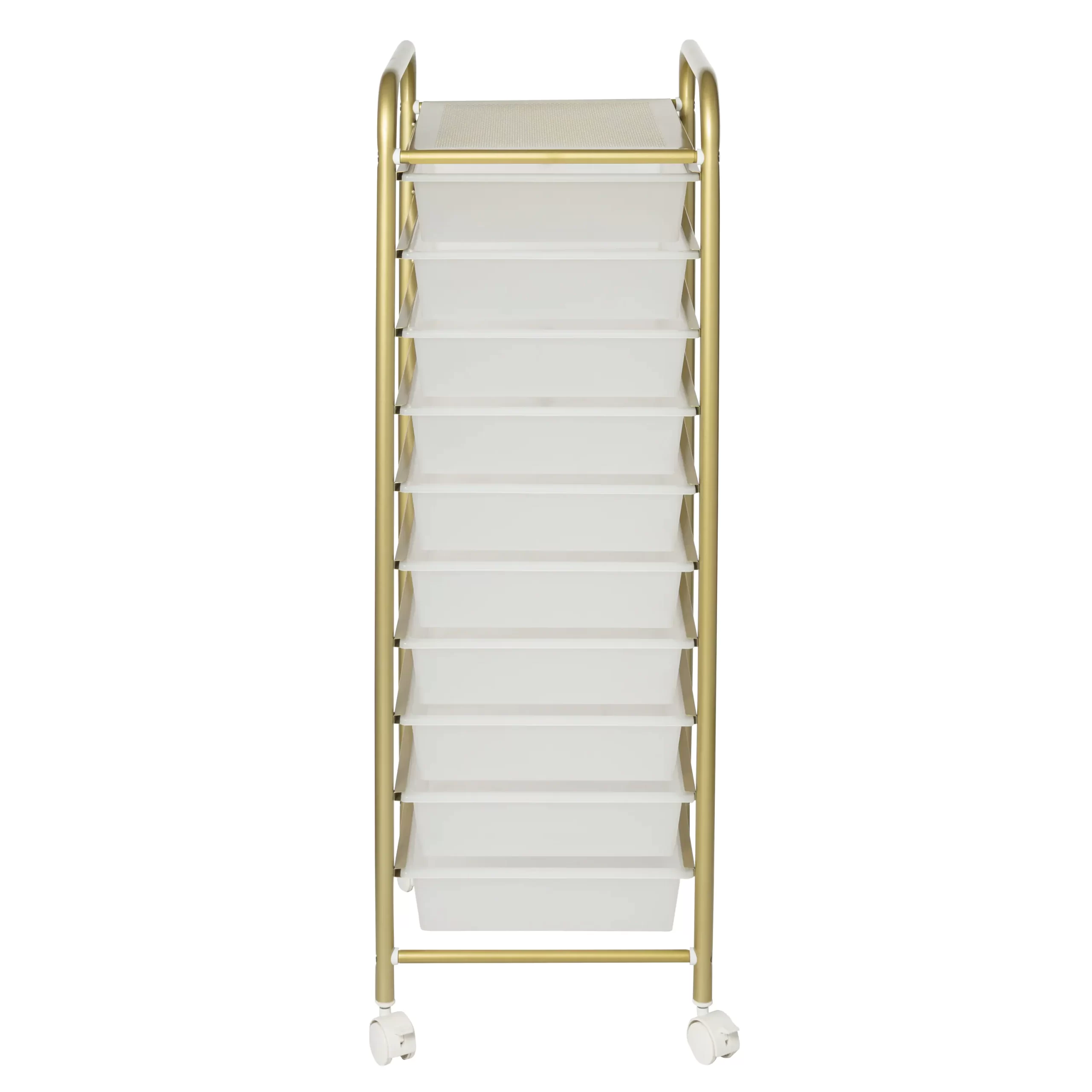 10-Drawer Gold Rolling Storage Cart