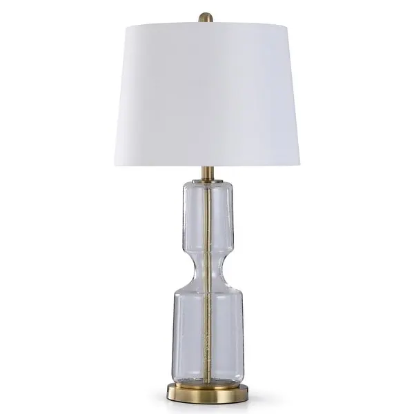 StyleCraft Antique Brass and Seeded Glass 1-light Metal Table Lamp