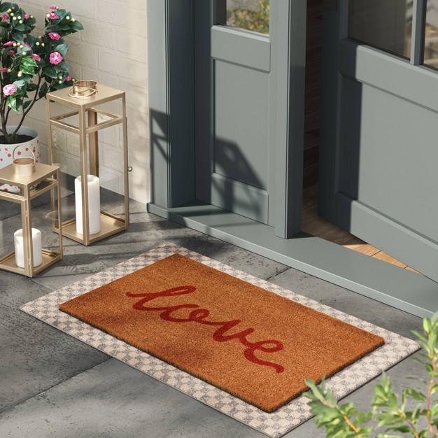 x27 love x27 Coir Doormat Red natural