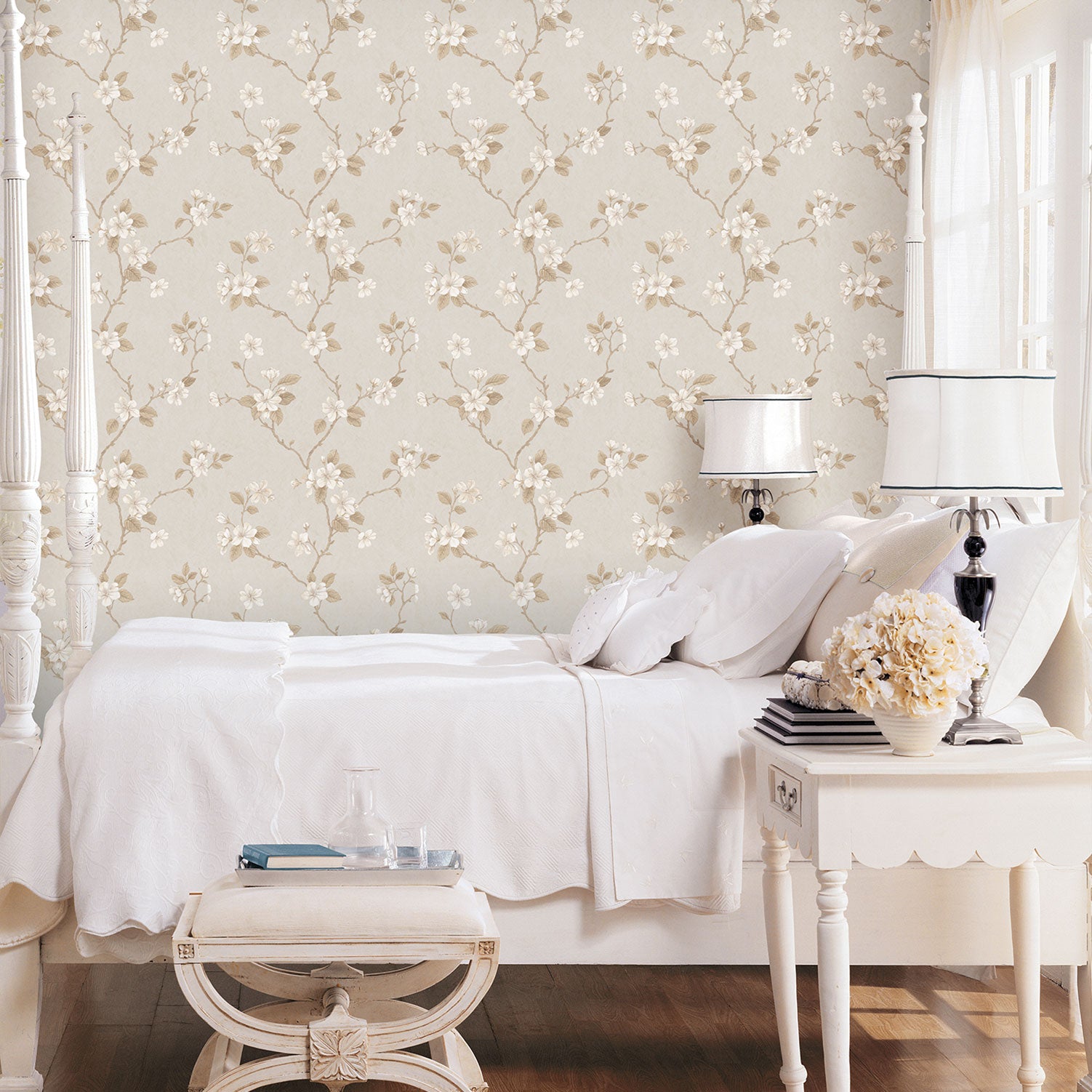 Floral Branch Neutral Wallpaper from the Palazzo Collection