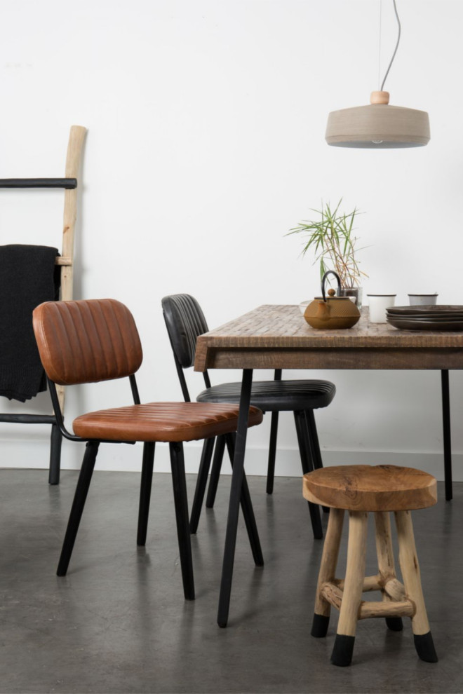 Black Leather Dining Chair  DF Jake   Midcentury   Dining Chairs   by Luxury Furnitures  Houzz