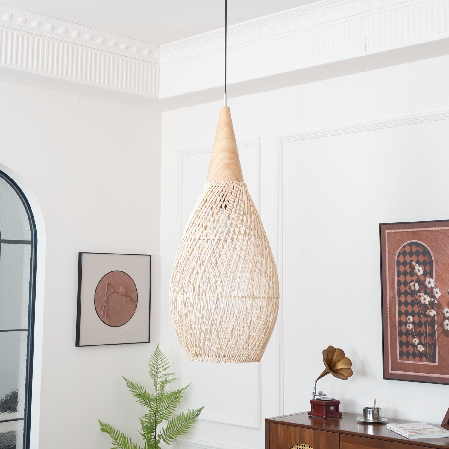 Braided Rattan Pendant Lamp