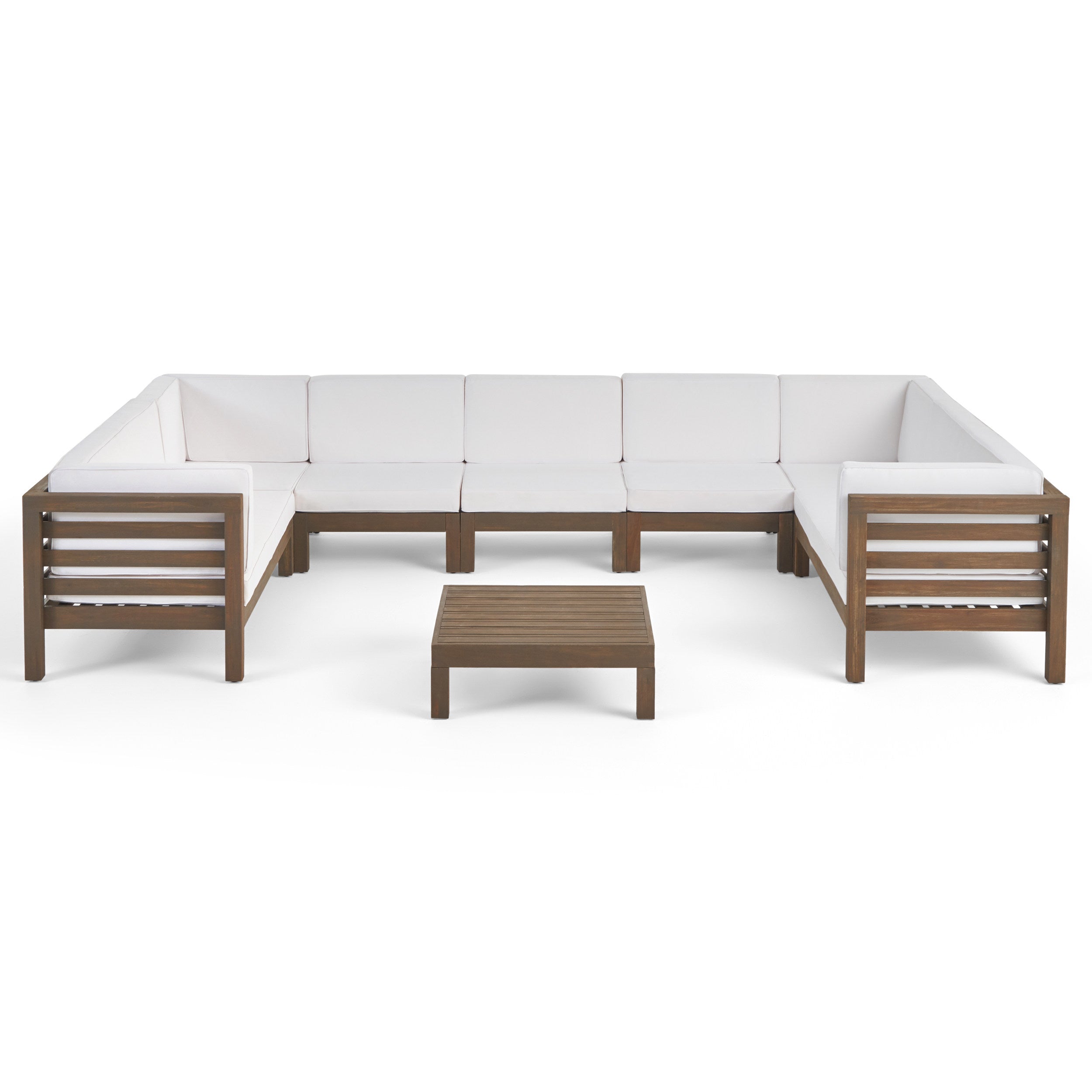 Emma Outdoor 9 Seater Acacia Wood Sectional Sofa Set