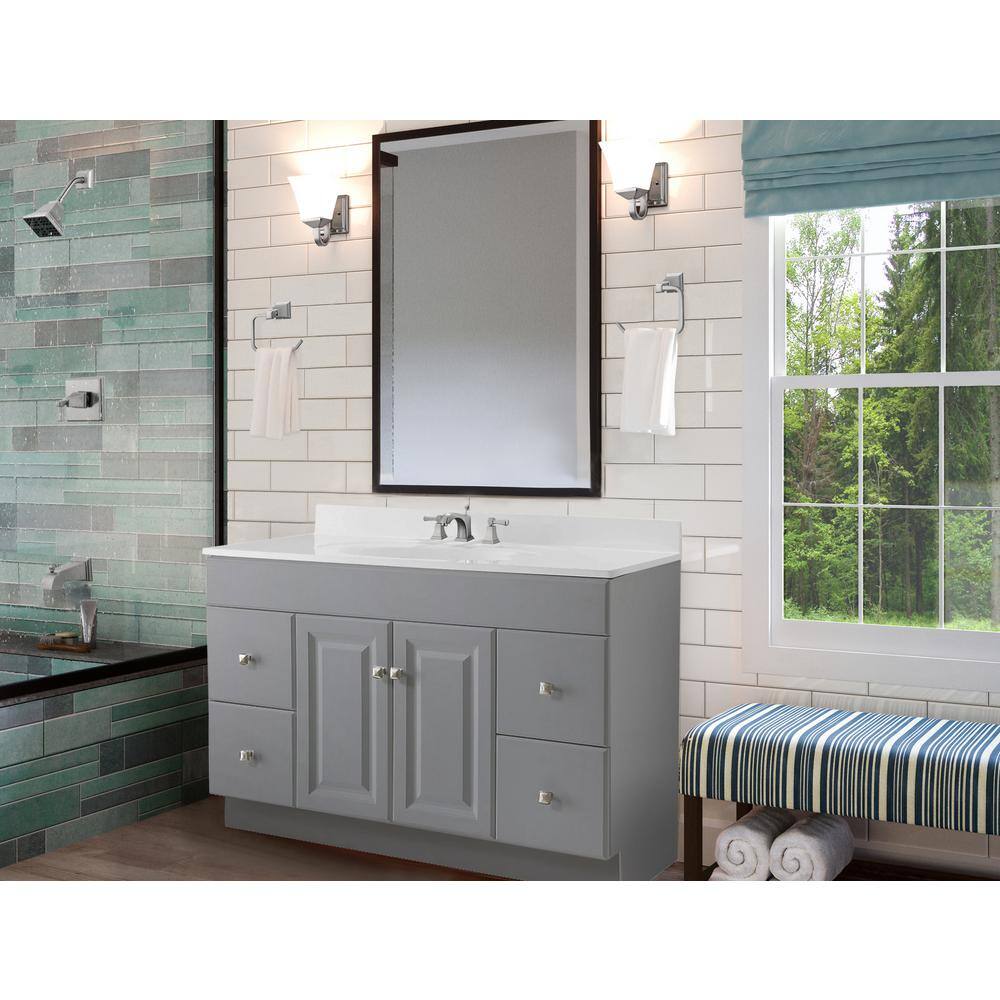 Design House Wyndham 48 in. W x 21 in. D Ready to Assemble Bath Vanity Cabinet Only in Gray 597286