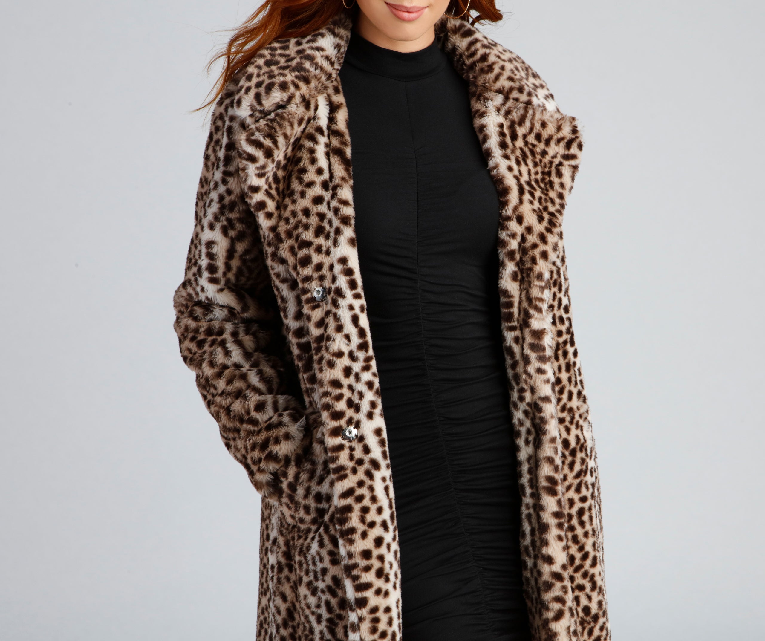 Spotted In Glamour Faux Fur Leopard Coat