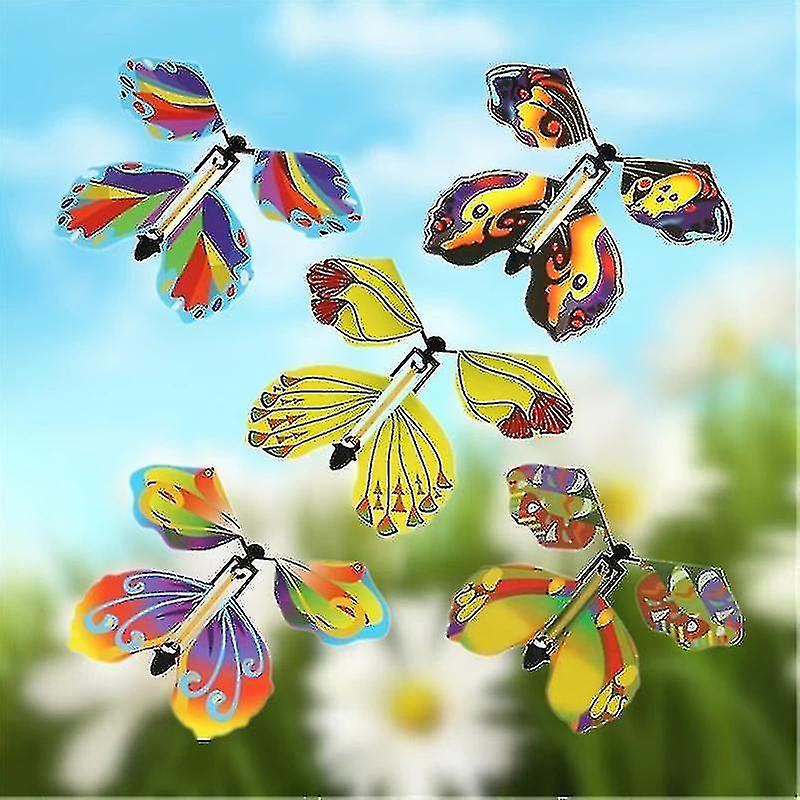 10 Pcs Magic Flying Butterfly Rubber Band Powered Butterfly Wind Up Toy