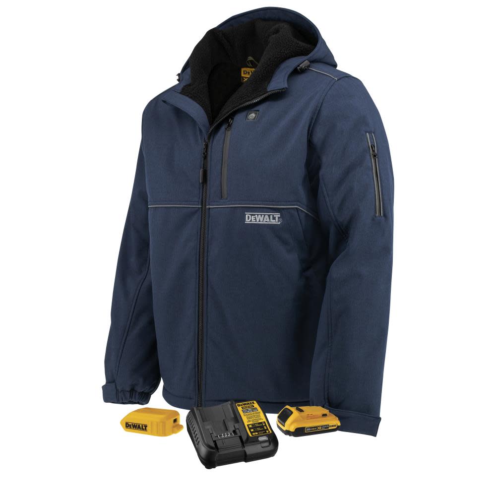 DW Mens Heated Kit Soft Shell Jacket with Sherpa Lining ted Navy Size XL DCHJ101D1-XL from DW