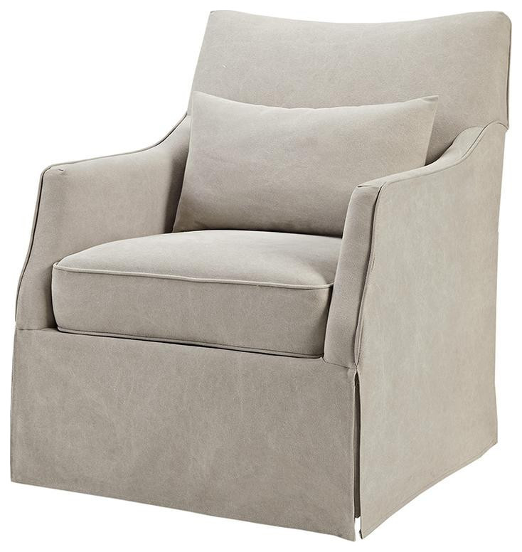 Martha Stewart London Swivel Chair Soft Upholstered with Pillow and Skirt   Transitional   Gliders   by Olliix  Houzz