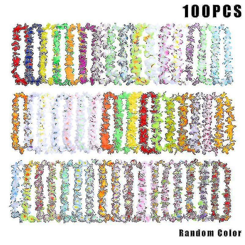 100pcs Hawaiian Necklace Tropical Hawaii Cloth Flower Wreath Party Decor，50pcs