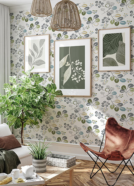 Jonah Green Leaf Trail Wallpaper from Hannah Collection