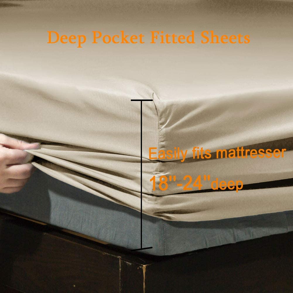 Super Soft 1800 Thread Count Luxury Egyptian Wrinkle Hypoallergenic 6 pcs Bed Sheet Set