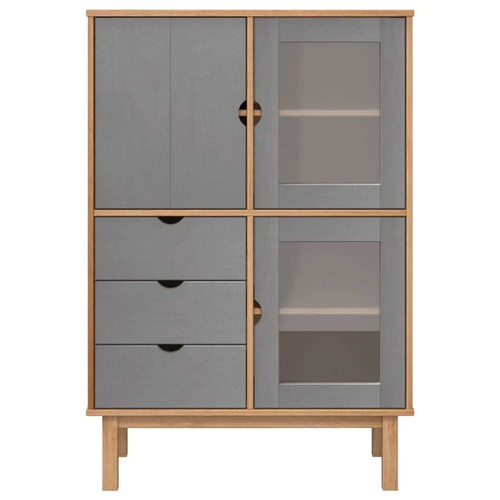 Solid Wood Pine Highboard Side Cabinet with 3 Drawers and Shelf