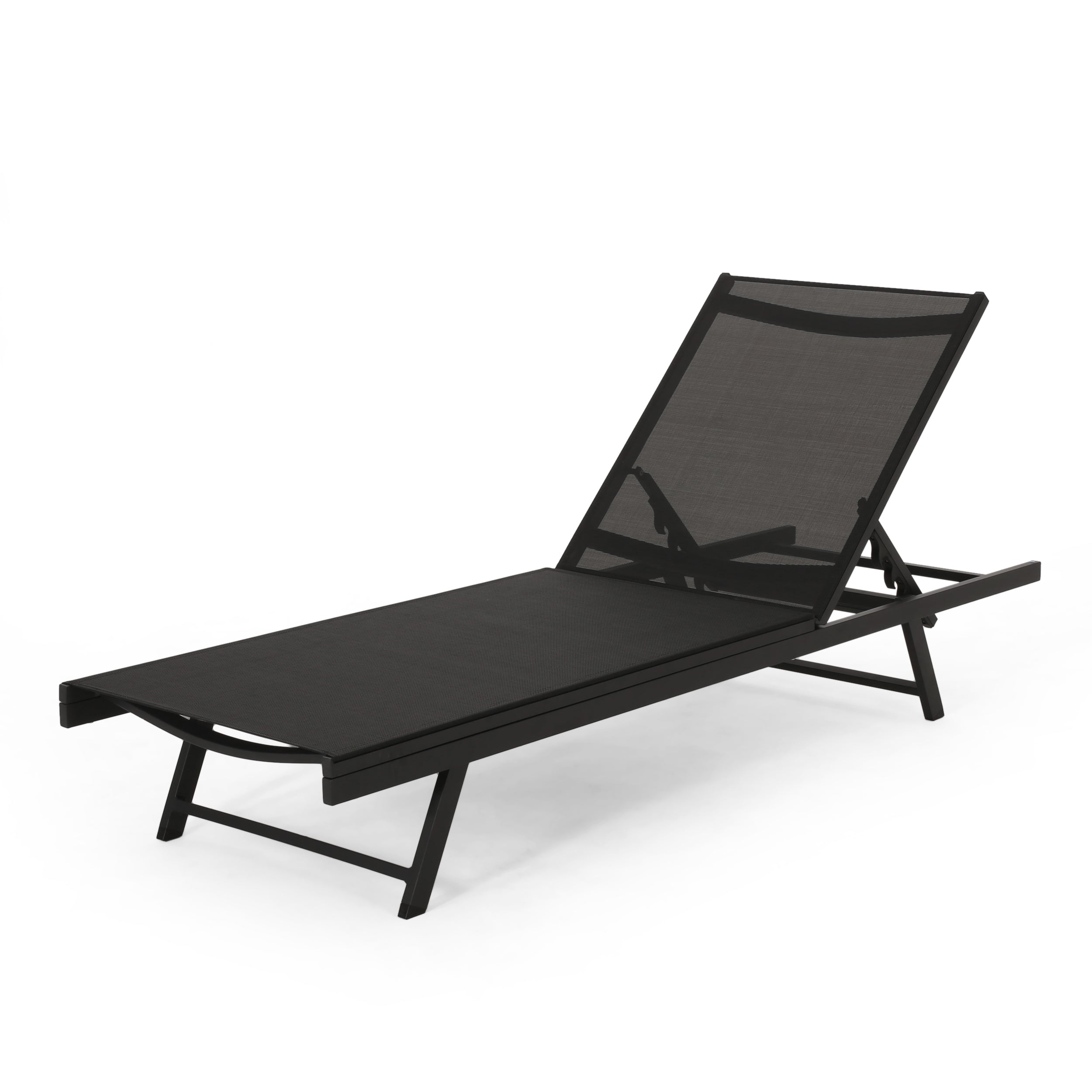 Simon Outdoor Aluminum Chaise Lounge Set with C-Shaped End Table