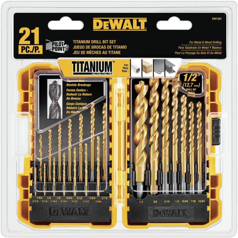 DEWALT 21-Piece Titanium Nitride Coating PP Drill Bit Set ;