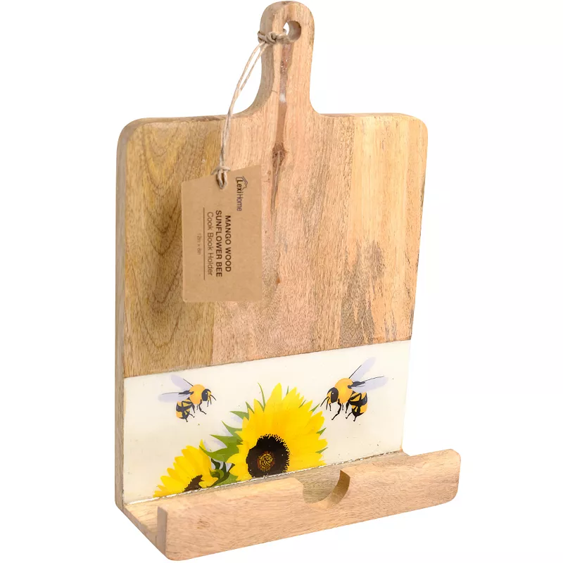 Mango Wood Sunflower Bee Book Holder