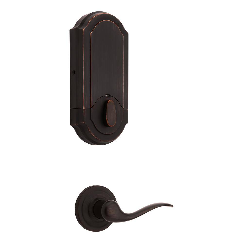 Kwikset SmartCode 909 Venetian Bronze Single Cylinder Electronic Deadbolt Featuring SmartKey Security and Tustin Passage Lever 909TNL720-11PSMT