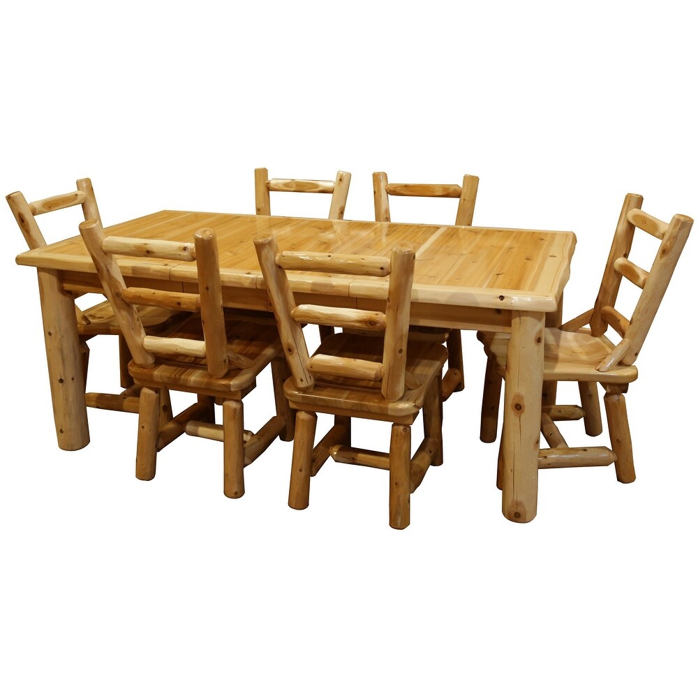 White Cedar Log   Extension Table Dining Set