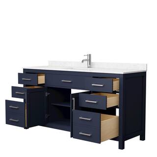 Wyndham Collection Beckett 66 in. W x 22 in. D x 35 in. H Single Sink Bathroom Vanity in Dark Blue with Carrara Cultured Marble Top WCG242466SBNCCUNSMXX