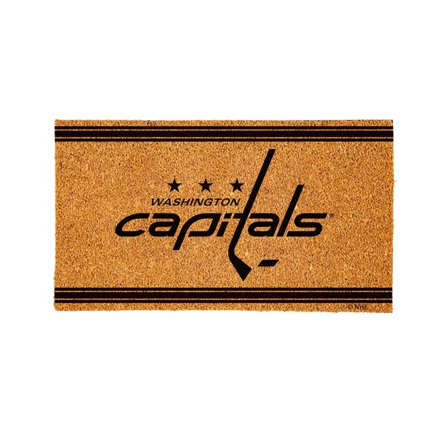 Evergreen Washington Capitals Logo Turf Mat Brown 28 X 16 Inches Indoor Outdoor Doormat