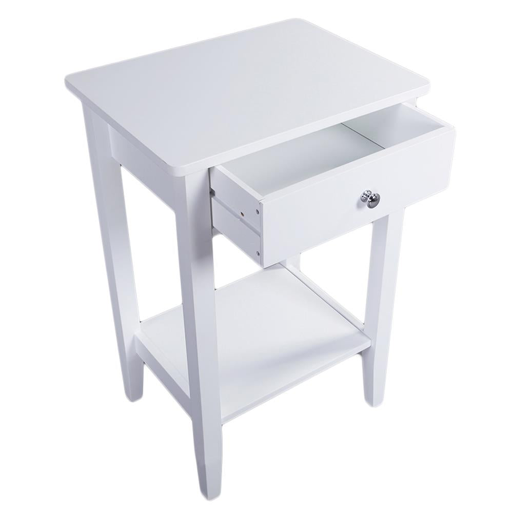 Ktaxon 2-Tier Nightstand with Storage Drawer, Sofa Table End Table for Bedroom, White