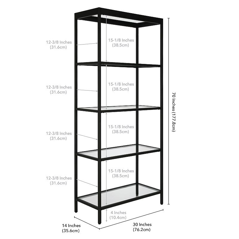 Finley and Sloane Alexis Wide Rectangular 4-Shelf Bookcase