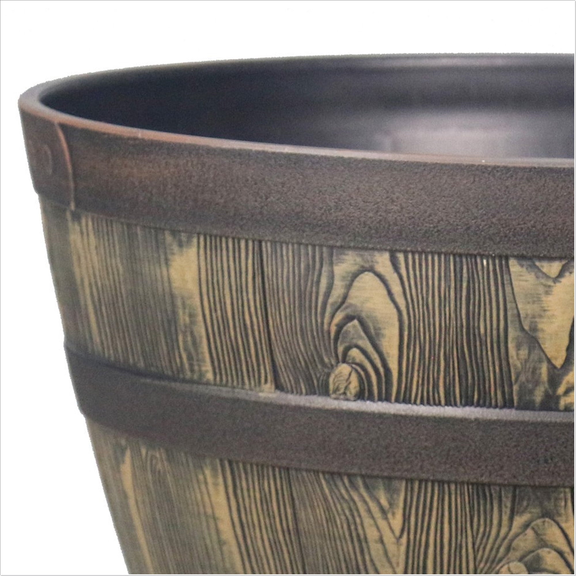 Better Homes & Gardens Set of 2 19.9in W x 19.9in x 13in Brown Barrel Resin Planter