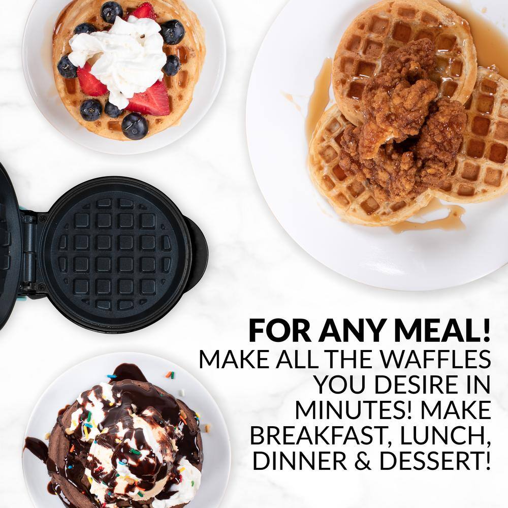 Nostalgia MyMini 5 in. Single Waffle Aqua Single Electric Waffle Maker MWF5AQ