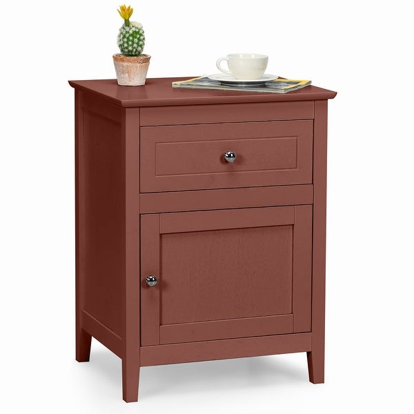 Nightstand with Drawer Accent Side End Table Storage Cabinet