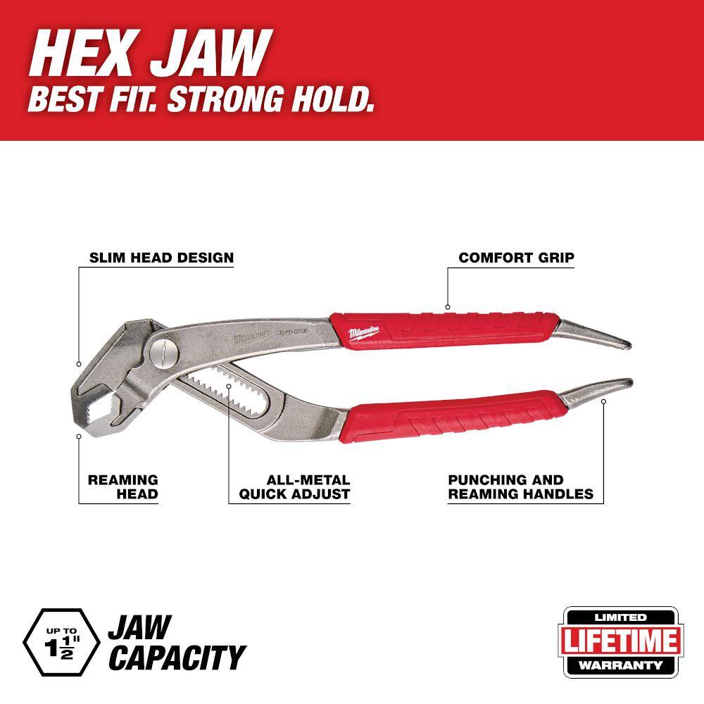 MW 8 in. V-Jaw Pliers with Comfort Grip and Reaming Handles 48-22-6208