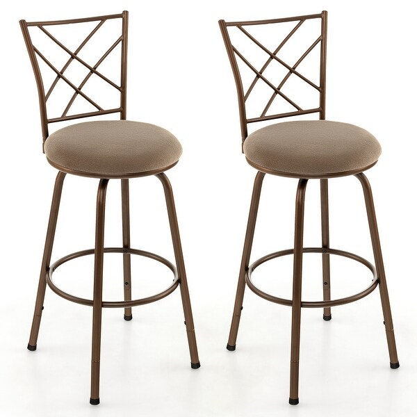 Costway Set of 2 24/30 Inch Adjustable Swivel Barstools Metal Dining - Set of 2