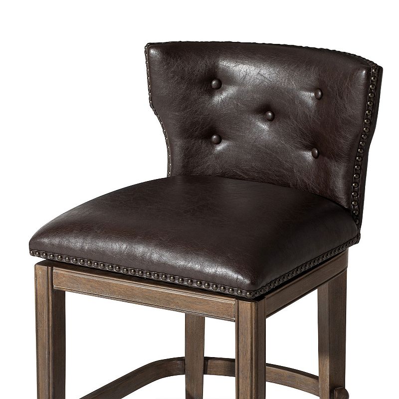 Maven Lane Hugo Counter Stool In Walnut Finish W/ Marksman Saddle Vegan Leather