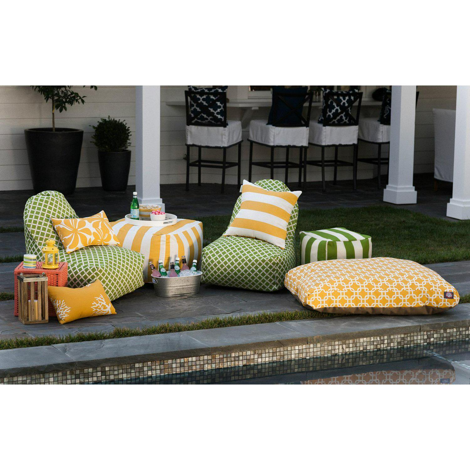 Majestic Home Goods Vertical Stripe Indoor / Outdoor Fabric Ottoman