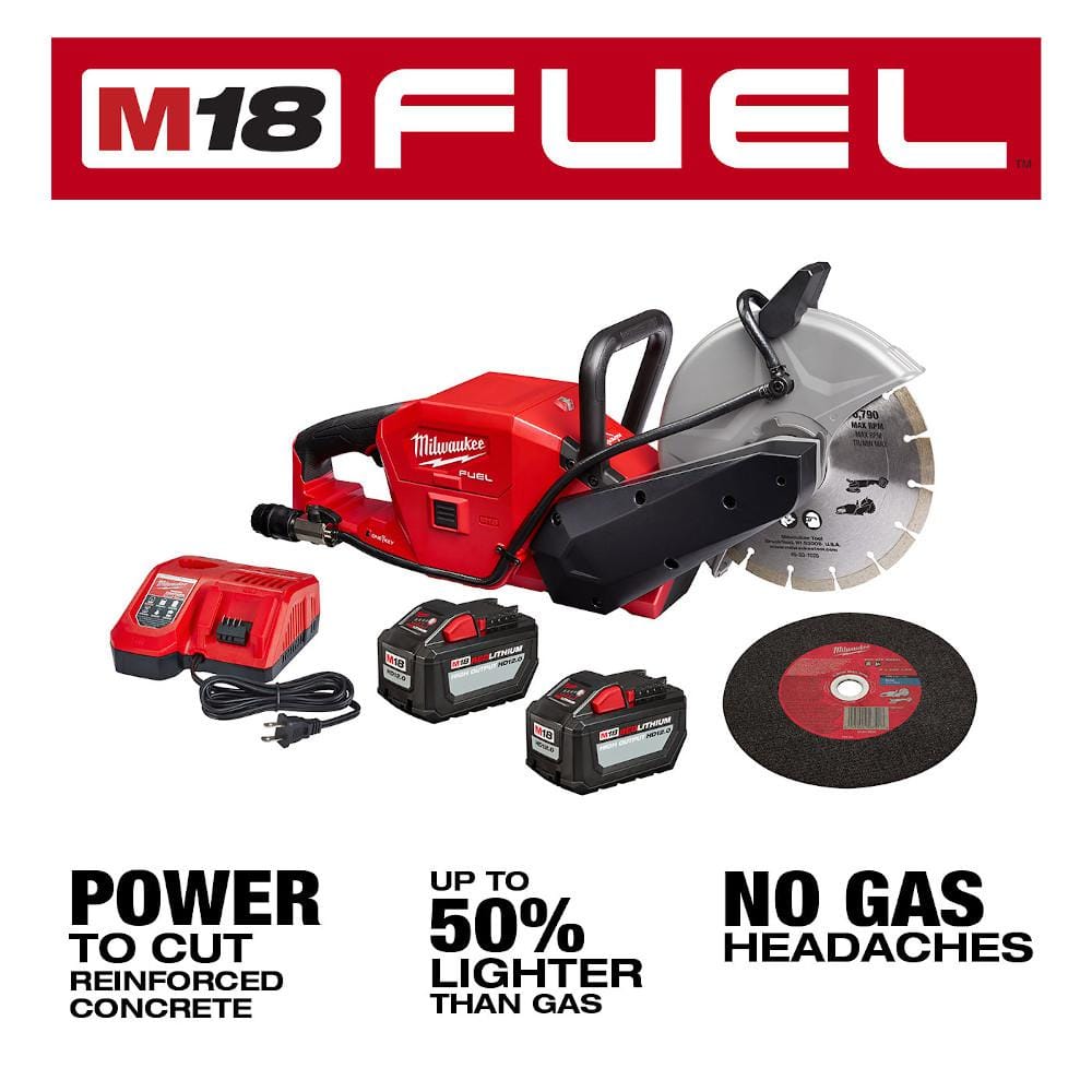 Milwaukee M18 FUEL ONE-KEY 18V Lithium-Ion Brushless Cordless 9 in. Cut Off Saw Kit W/(2) 12.0Ah Batteries & Rapid Charger 2786-22HD