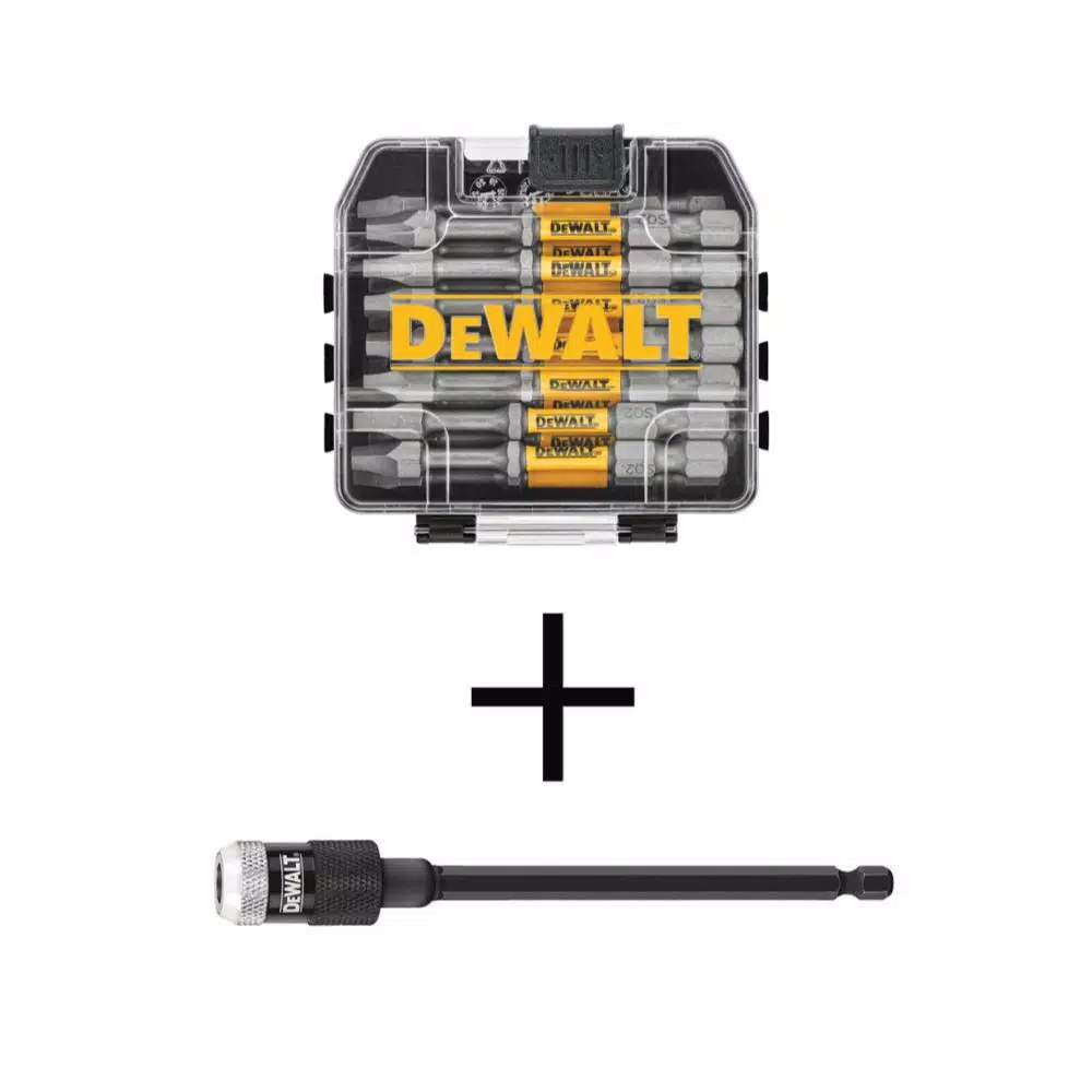 DEWALT MAX IMPACT 2.5 in. #2 Square Bit (15-Piece) with Small Bulk Storage Case with Bonus MAX Impact 6 in. Bit Holder and#8211; XDC Depot