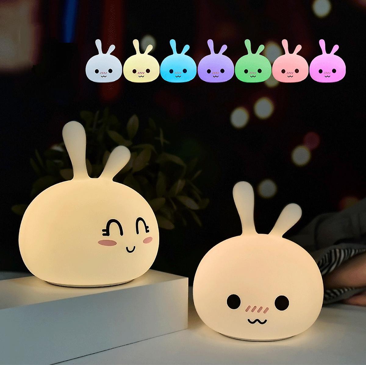 Bunny Kids Night Light， Night Lights For Kids Room Birthday Gifts Teen Night Lamp Rechargeable Toddler Portable Silicone Animal Kids Lamp