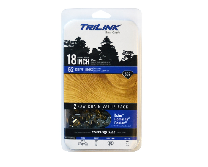 TriLink Saw Chain 18 inch Chain w/ 62 Drive Links CL15062 x 2TL2