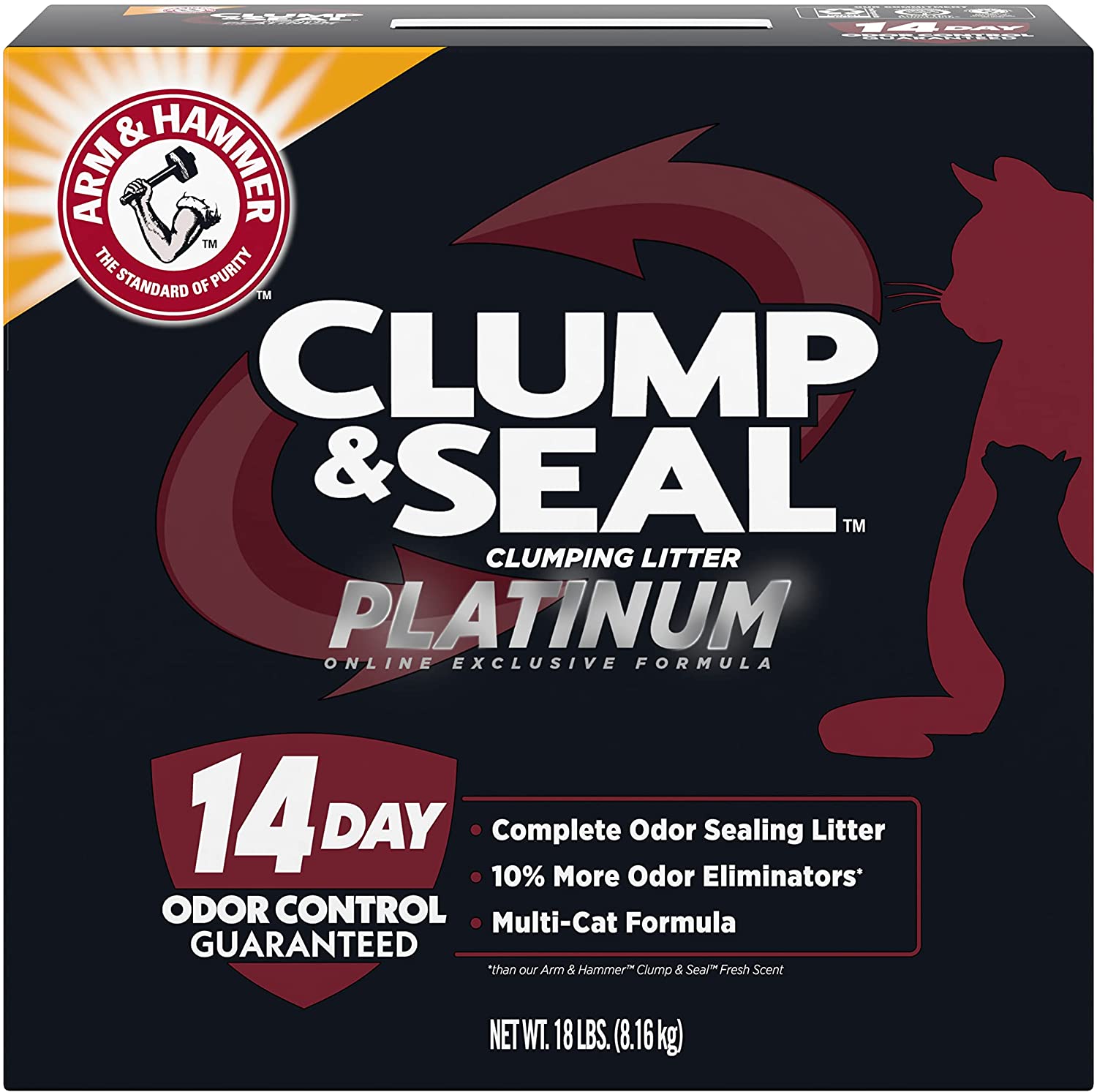 ARM and HAMMER Clump and Seal Multi-Cat Complete Odor Sealing Clumping Cat Litter with 14 Days of Odor Control， 18 lbs.