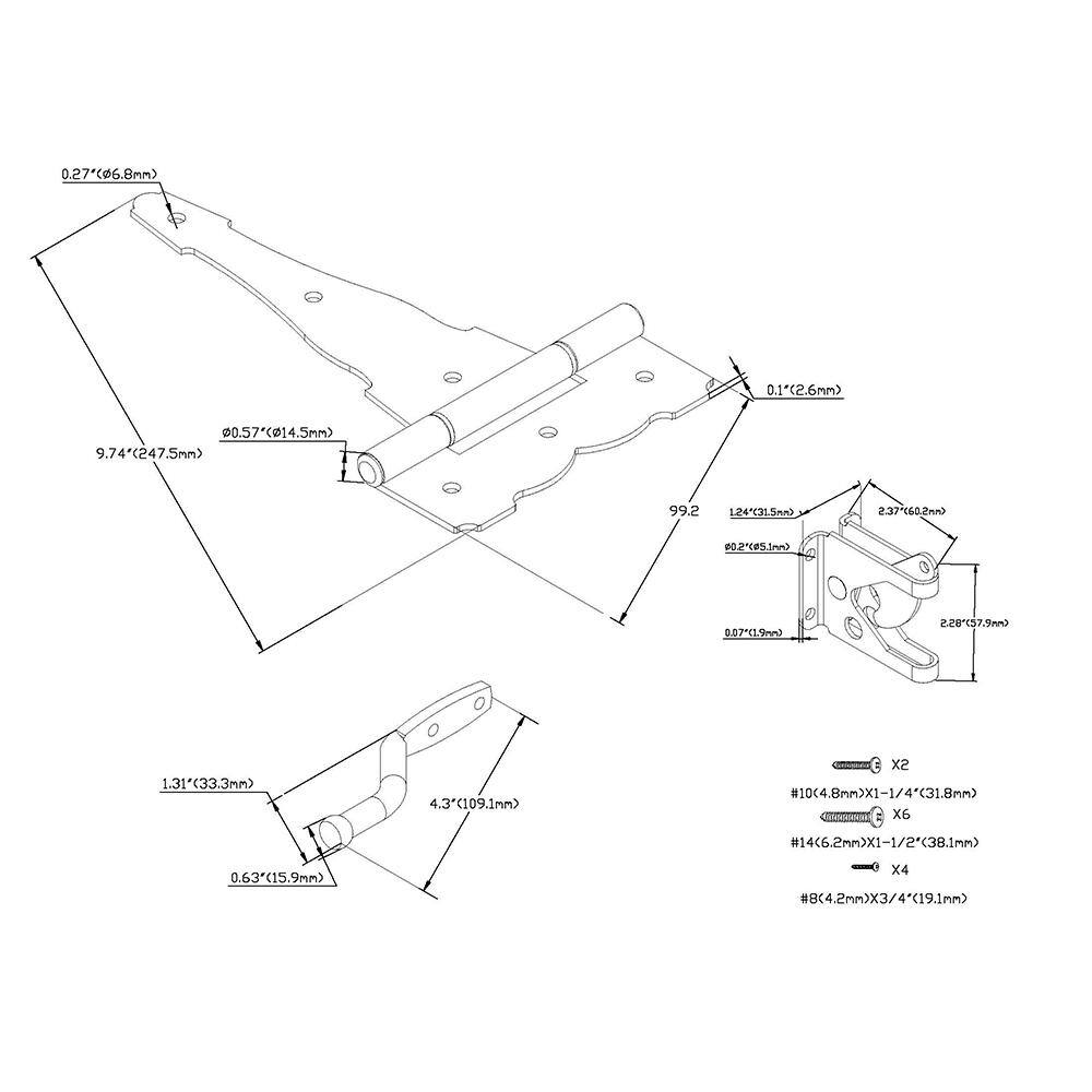 Everbilt Black Stainless Steel Decorative Gate Hinge and Latch Set 60199